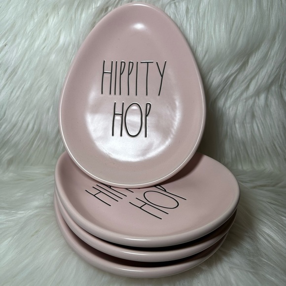 Rae Dunn Other - Rae Dunn Pink Hippity Hop Egg Plates Set of 4